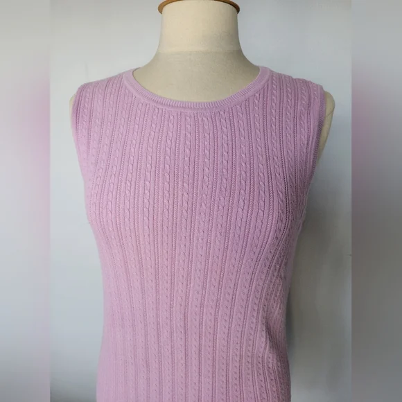 Foxcroft Set of Two Pink & Purple Cable Knit Sleeveless Sweater Vests SZ M - Picture 4 of 14
